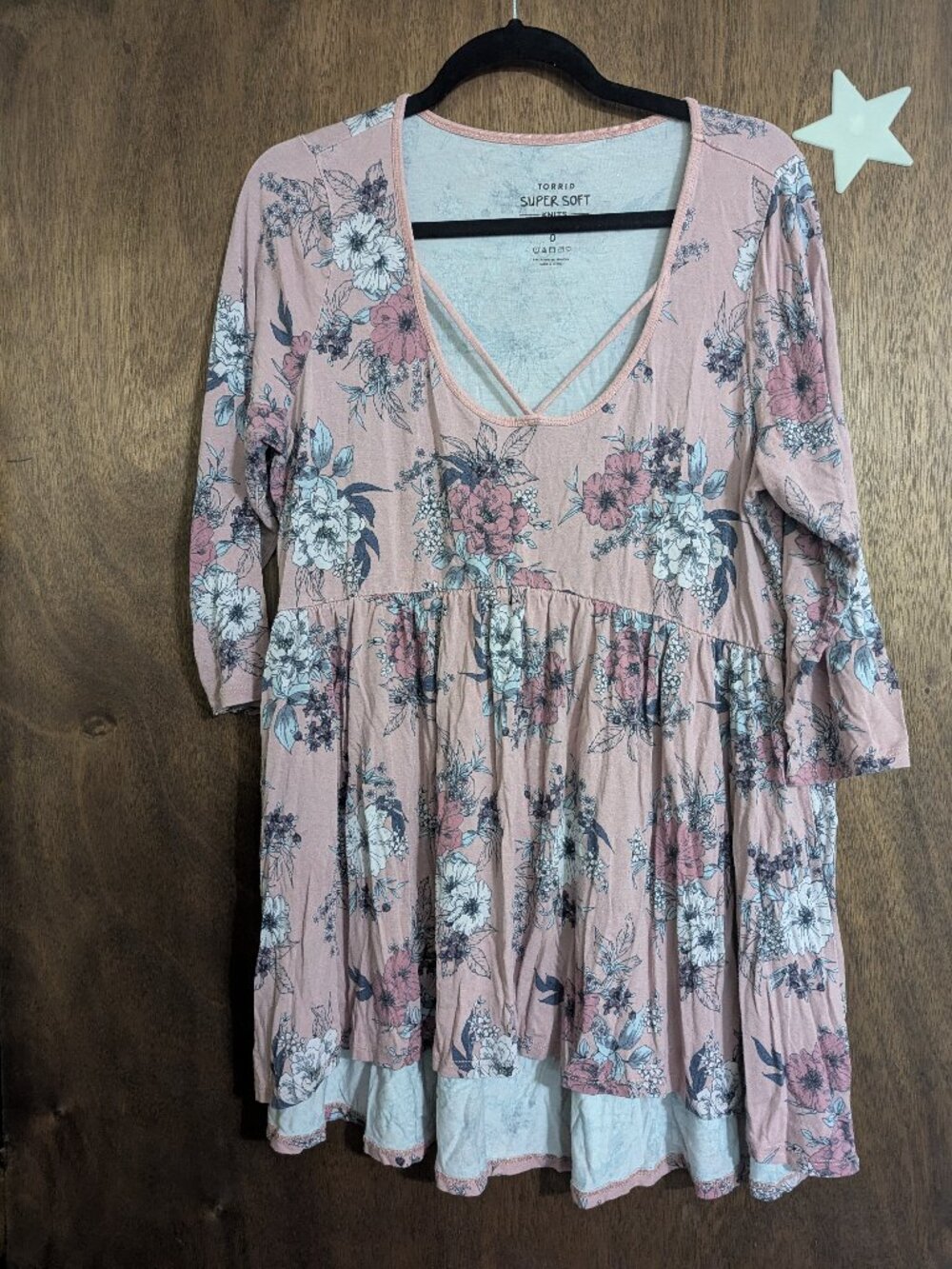 Torrid Pink Floral Super Soft Knits Quarter Sleeve